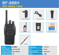 Set 10 Radios Baofeng Bf-888h Usb Walkie Talkie Uhf M S I